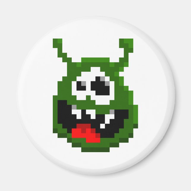 Íman Monstro Verde - Arte em Pixel (Frente)