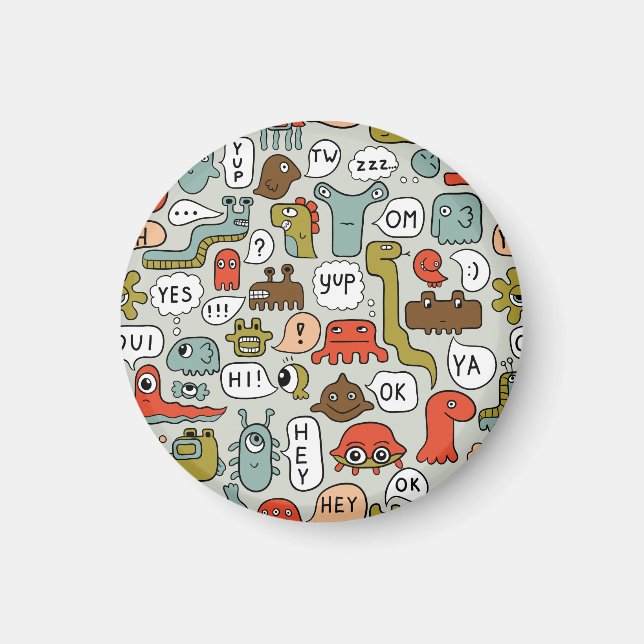 Íman Monstros de Cartoons Bonitos: Fundo Ininterrupto (Frente)