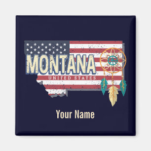 Íman Montana United States Retro State Map Vintage EUA