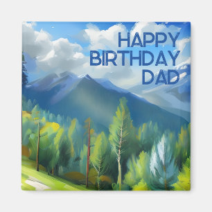 Íman Montanha Cena Pintura Feliz Pai de Aniversário