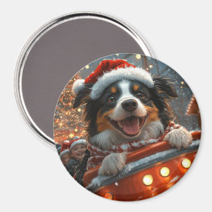 Íman Montanha-russa de cachorro Border Collie no Natal