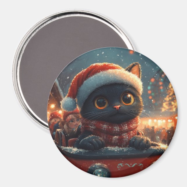 Íman Montanha Russa de Gato Preto de Natal (Front/Back)