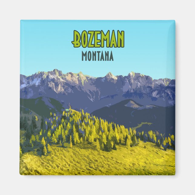 Íman Montanhas Bozeman Montana Vintage (Frente)