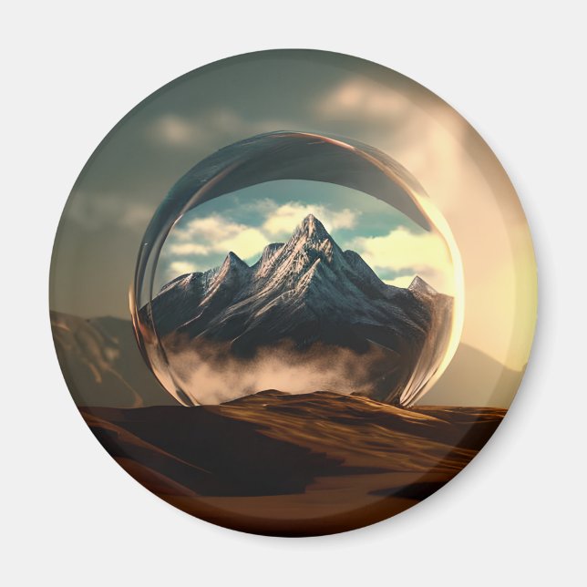 Íman Montanhas em um globo de bolhas (Frente)