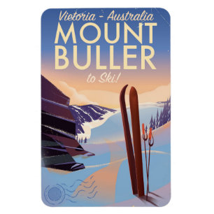 Íman Monte Buller na Austrália vintage Ski poster