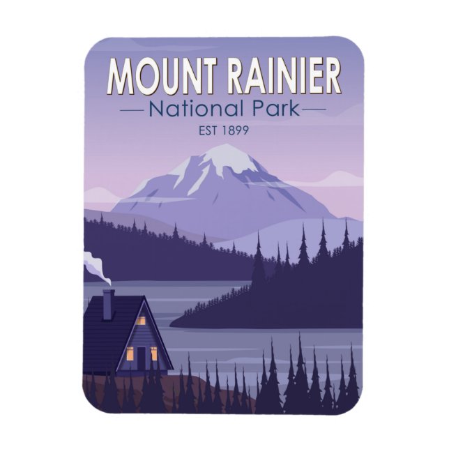 Íman Monte Rainier National Park Washington Cabin Retro (Vertical)