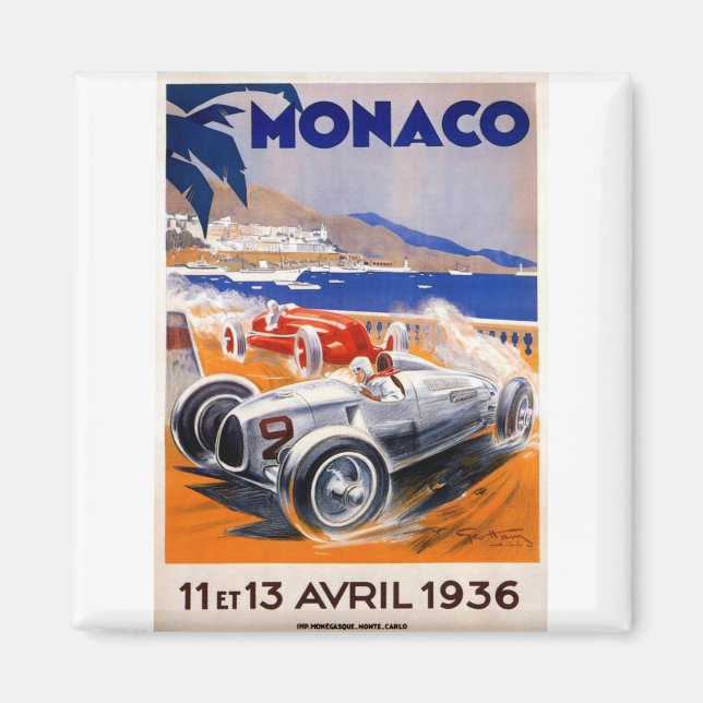 Íman montecarlo-monaco da poster viagens vintage (Frente)