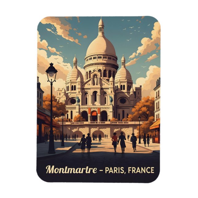 Íman Montmartre Paris com basílica Coeur sagrado (Vertical)
