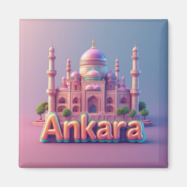 Íman Monumento Fantasia de Ancara com Domos Pastel (Frente)