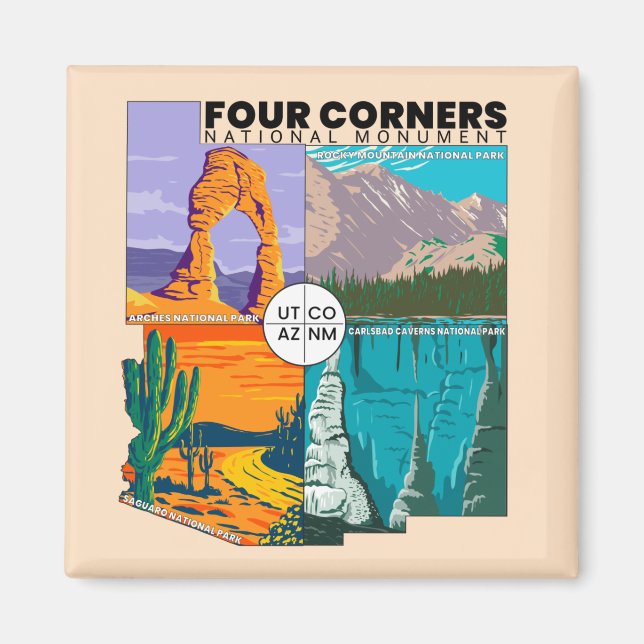 Íman Monumento Nacional de Quatro Cantos com Parques Na (Frente)