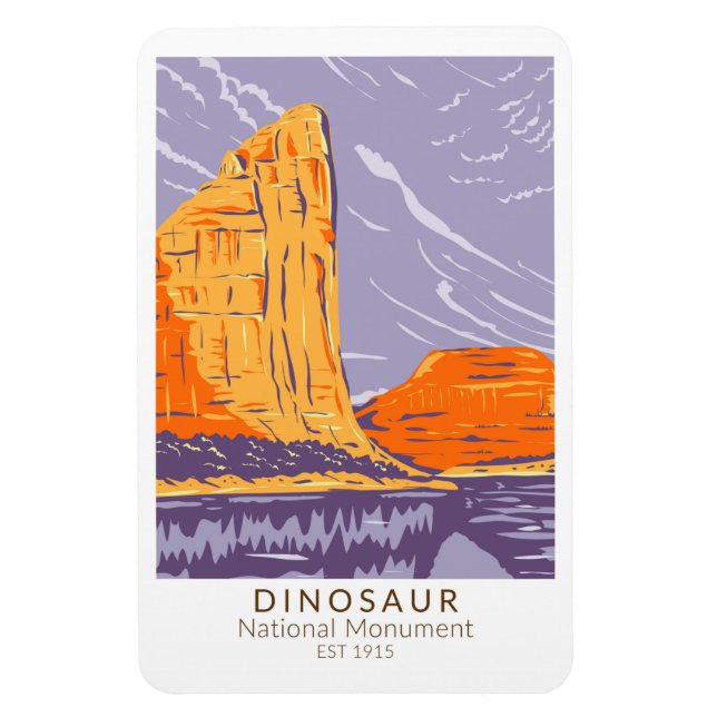 Íman Monumento Nacional Dinossauro Vintage (Vertical)