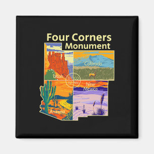 Íman Monumento Vintage Four Corners Com Parques Naciona