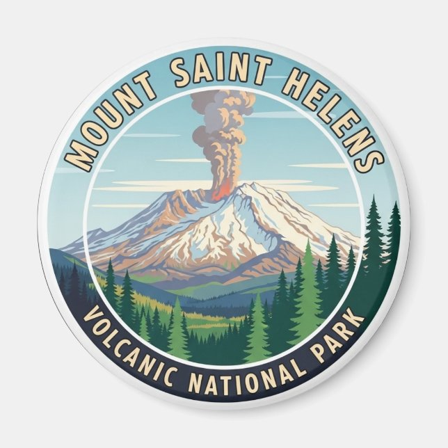 Íman Monumento Vulcânico Nacional Monte St Helens (Frente)