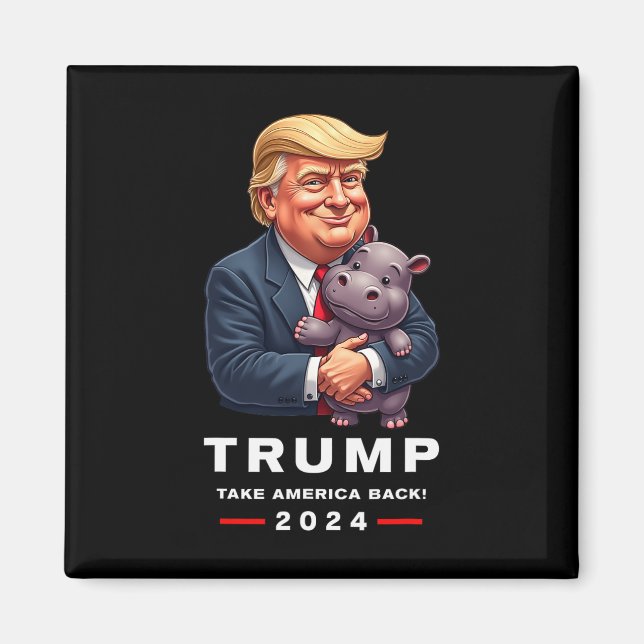 Íman Moo Deng Hippopotamus Support Donald Trump 2024 Fu (Frente)
