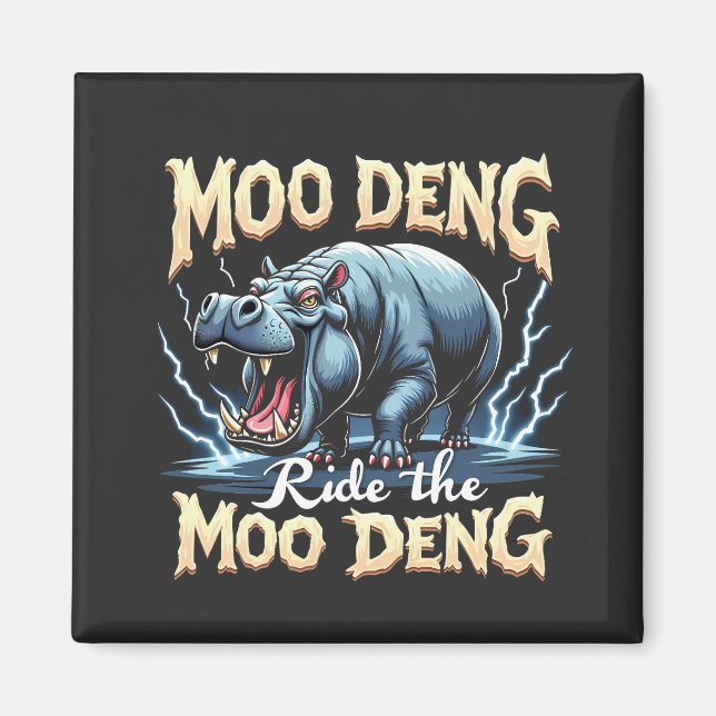Íman Moo Deng Ride the Moo Deng Funny Hippo (Frente)