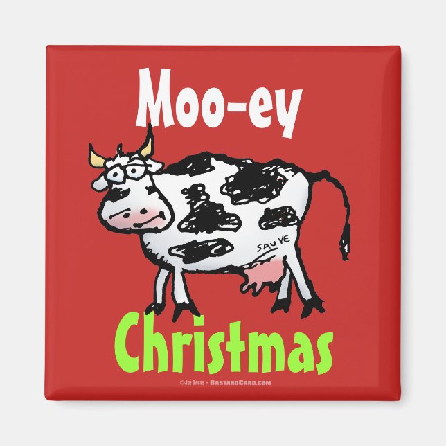 Íman Mooey Natal Engraçado Vaca Vermelha (Frente)