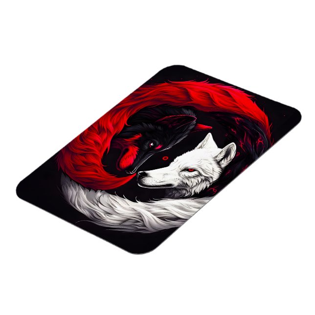 Íman Moon Crimson Red White Wolf (Left Side)