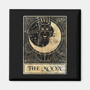 Íman Moon Tarot Card Crescent Cat Night Halloween C