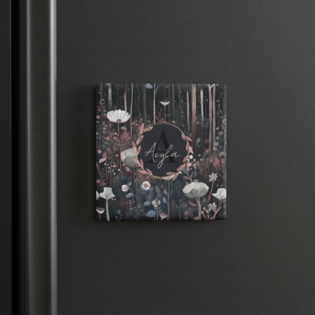 Íman Moonlight Monogramas Florestas Quimônicas Flores S (Criador carregado)