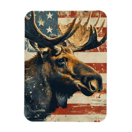 Íman Moose American Flag Vintage