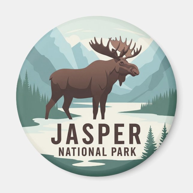 Íman Moose no Parque Nacional de Jasper, Viagem Canadá (Frente)