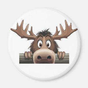 Íman Moose Peeking Bela Cartografia Animal Engraçada Ad