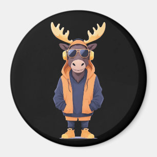 Íman Moose Vestindo Hoodie Funny Legal Caráter Animal