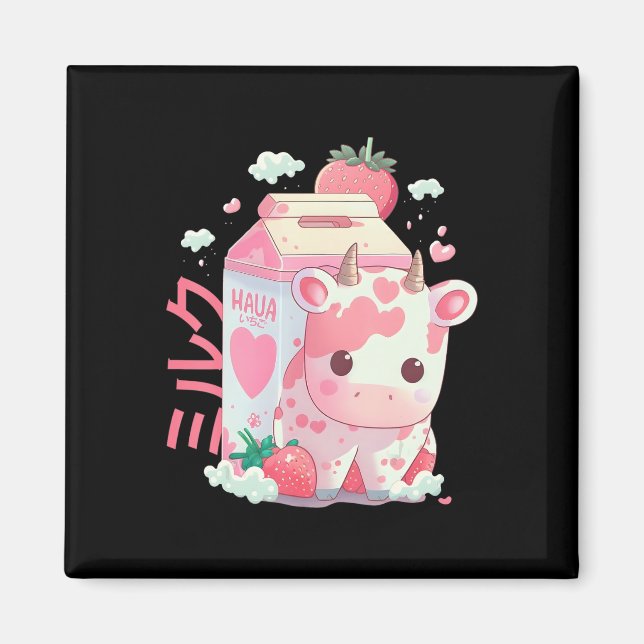 Íman Morango Leite Milhar Vaca Boca Cute Kawaii J (Frente)