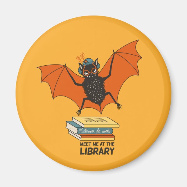 Íman Morcego Leitor | Bibliotecário Caprichoso com Livr (Frente)