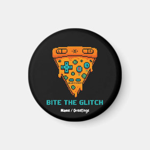 Íman Morde a Falha Retro 8-Bit Pixel Pizza Gamer
