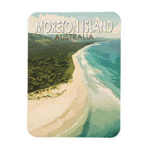 Íman Moreton Island, Austrália, Viagem Art Vintage