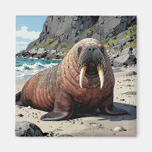 Morsa em uma Praia Arenosa | Animais Fofos