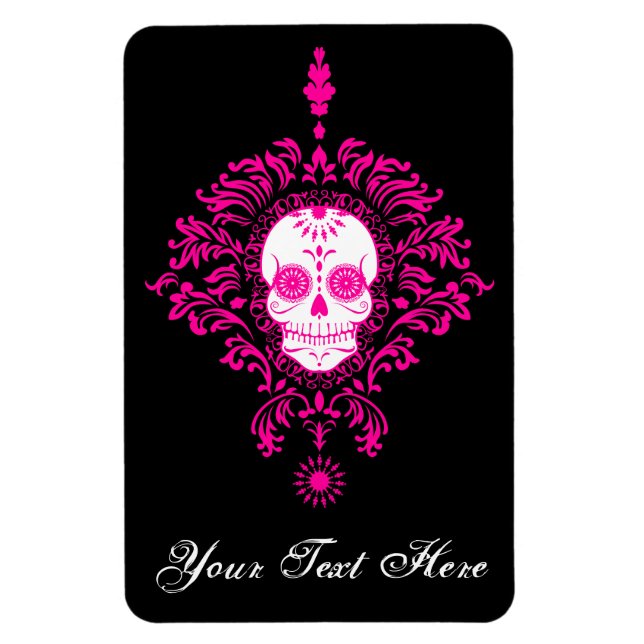 Íman Morto Damask - Magneta de Crânio Personalizada (Vertical)