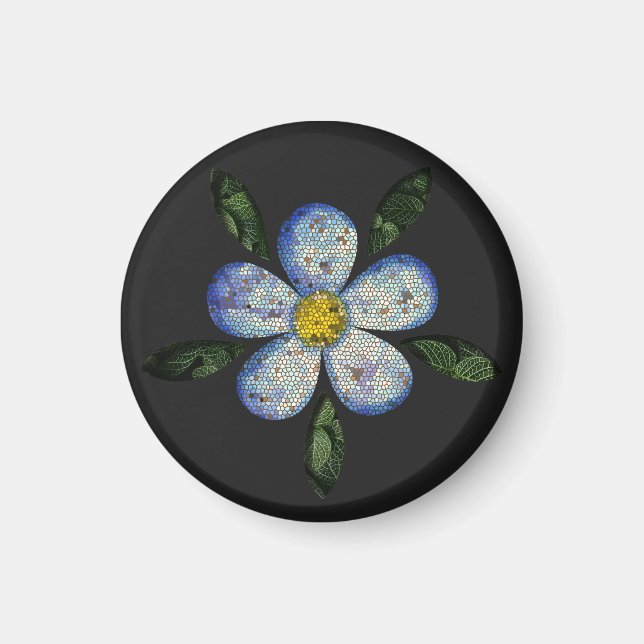 Íman Mosaico botânico e simético com tema floral (Frente)