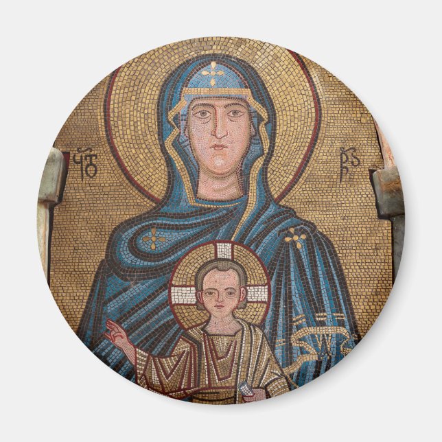 Íman Mosaico da Virgem Maria e Jesus (Frente)