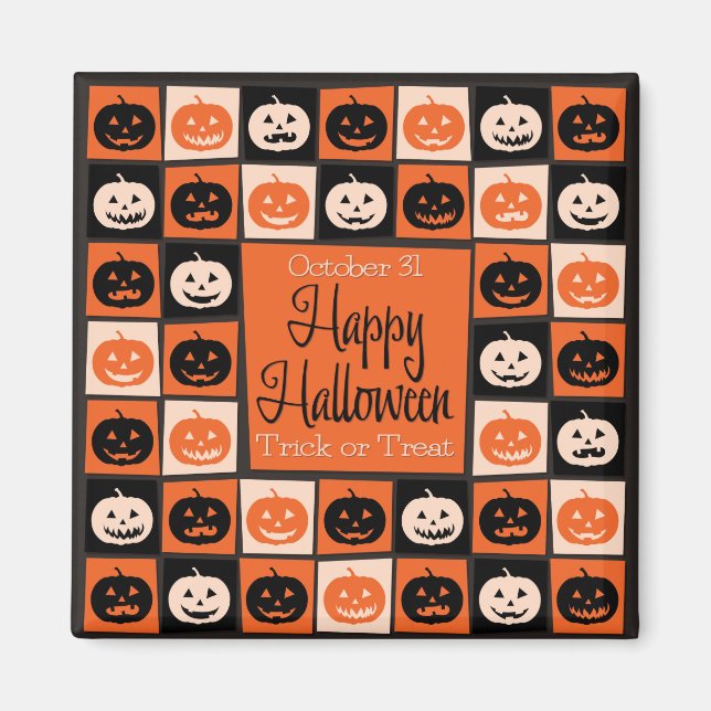 Íman Mosaico de abóbora do Halloween (Frente)