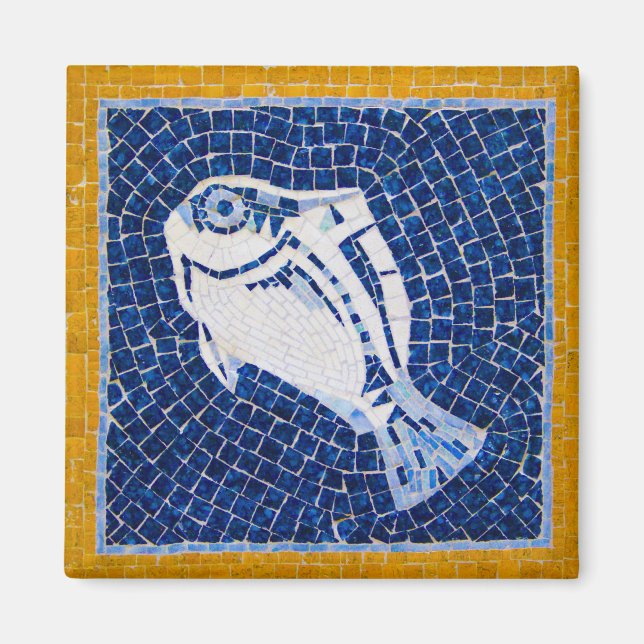 Íman Mosaico de Peixes Vibrantes (Frente)