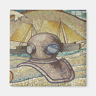 Íman Mosaico do capacete dos antigos mergulhadores