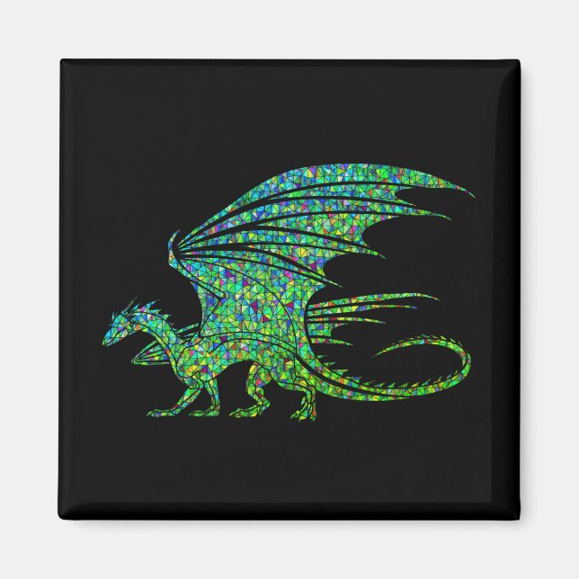 Íman Mosaico do Dragão Verde Incrível  (Frente)