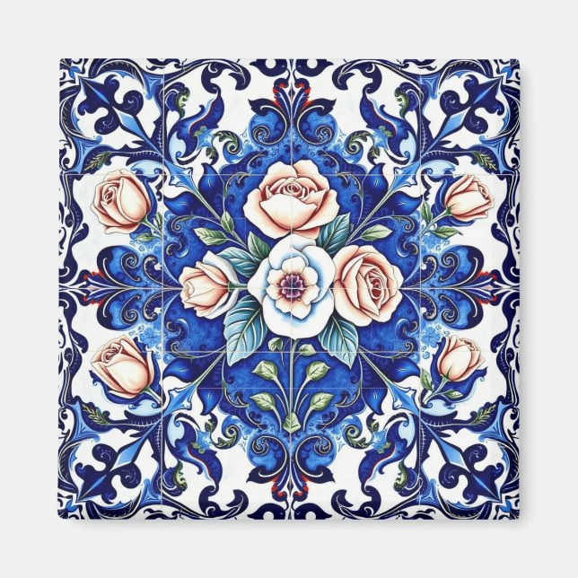 íman mosaico rosa real (Frente)
