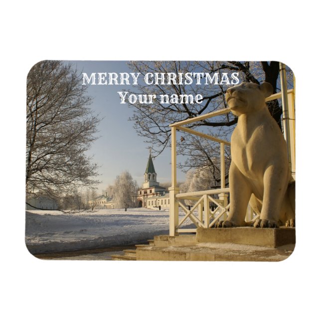 Íman Moscou. Inverno. Escultura de leão (Horizontal)