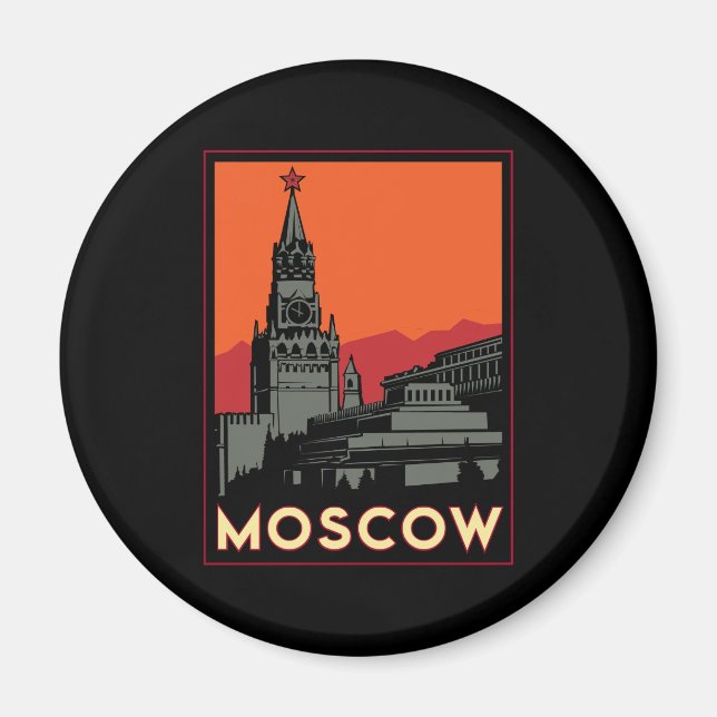 Íman moscou rússia kremlin art deco retro viagem (Frente)