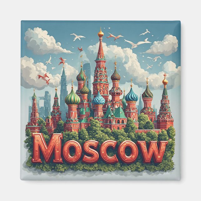 Íman 🧲 Moscou Rússia Lembrança de Férias 🇷🇺 (Frente)