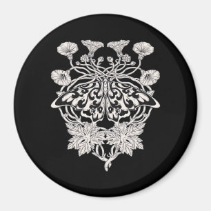 Íman Moth Talisman - Whimsigoth Screenprint Style Drawi