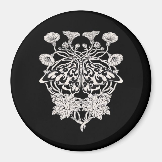 Íman Moth Talisman - Whimsigoth Screenprint Style Drawi (Frente)