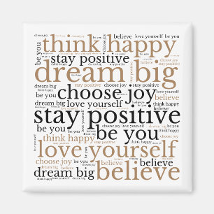 Íman Motivando Frases Padrão WordArt Preto Dourado