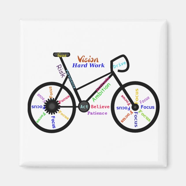 Íman Motivational Bike, Cycle, Biking, Esportes Palavra (Frente)