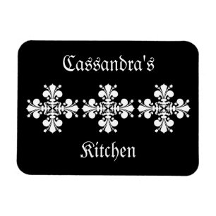 Íman Motivo branco elegante do damasco da flor de lis