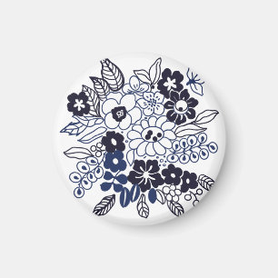 Íman Motivo Floral Desenhado à Mão