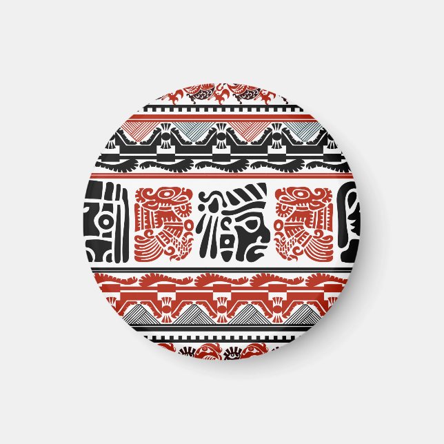 Íman Motivos indianos, vermelho-preto, padrão perfeito. (Frente)
